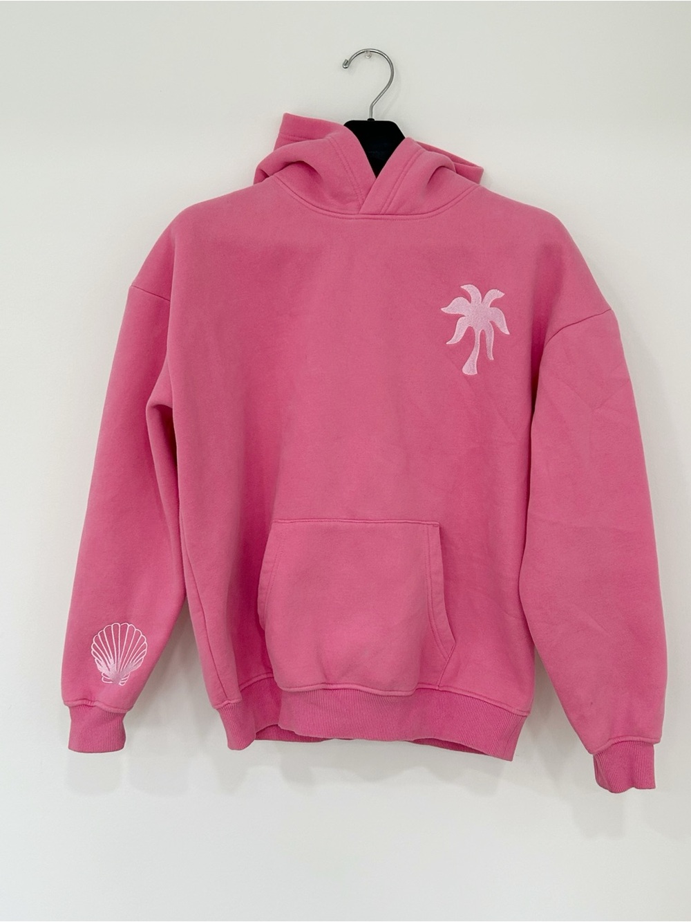 Pink Palm Puff Hawaii Hibiscus Hoodie Medium Pink